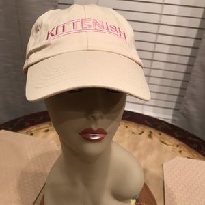 Kittenish Ball Cap Cream with Pink Letters